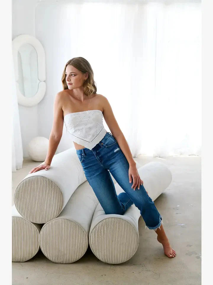 Eco Friendly Corset High Rise Crop Flare Jeans (medium Wash) in 13 (30) view 7 - High-Waisted - Eco Friendly Jeans Brands