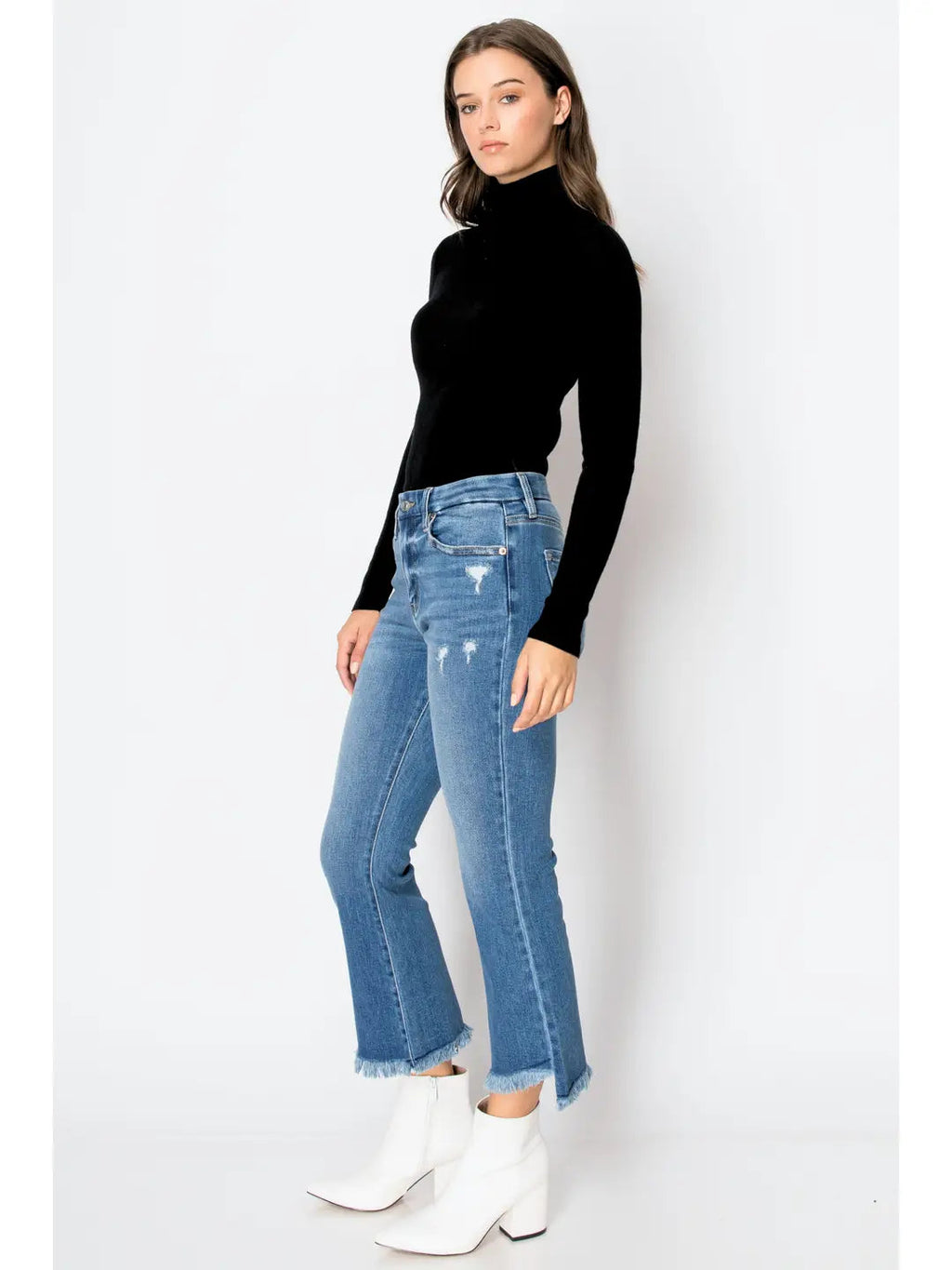 Eco Friendly Crop Flare Jeans 9 (28) view 5 (bottom) - eco friendly jeans brands, eco friendly denim, e - shop at us.meeeshop