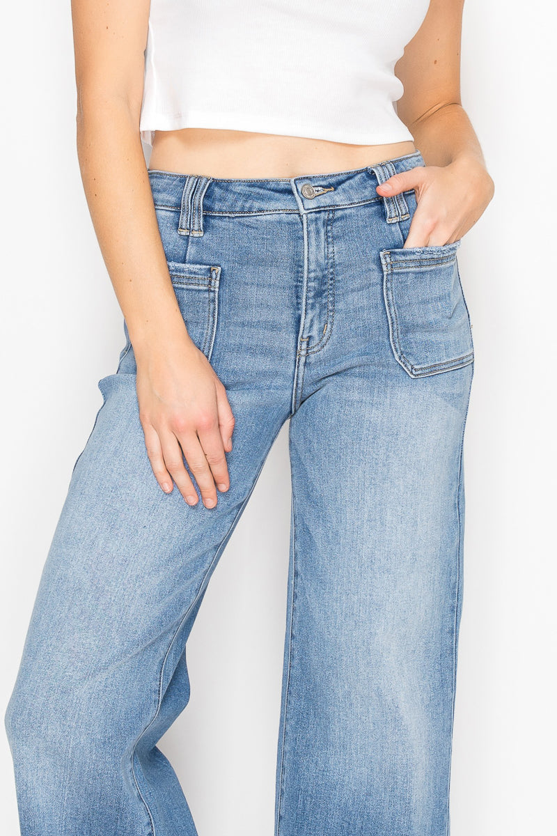 eco friendly fabric Eco Friendly Fabric High Rise Slim Palazzo Jeans view 14 (bottom) - shop at us.meeeshop