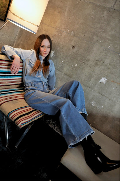 eco friendly fabric Eco Friendly Fabric High Rise Slim Palazzo Jeans view 21 (bottom) - shop at us.meeeshop