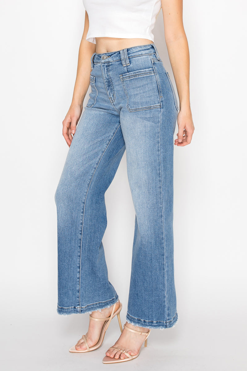 Eco Friendly Fabric High Rise Slim Palazzo Jeans in 9 (28) view 5 - High-Waisted - Eco Friendly Jeans Brands (bottom)