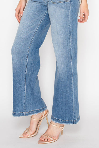 Eco Friendly Fabric High Rise Slim Palazzo Jeans in 13 (30) view 7 - High-Waisted - Eco Friendly Jeans Brands (bottom)