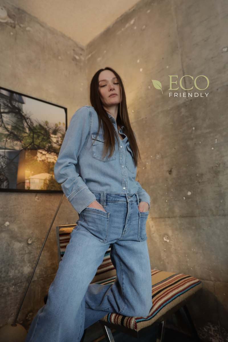 Eco Friendly Fabric High Rise Slim Palazzo Jeans view 9 - High-Waisted - Eco Friendly Jeans Brands (bottom)