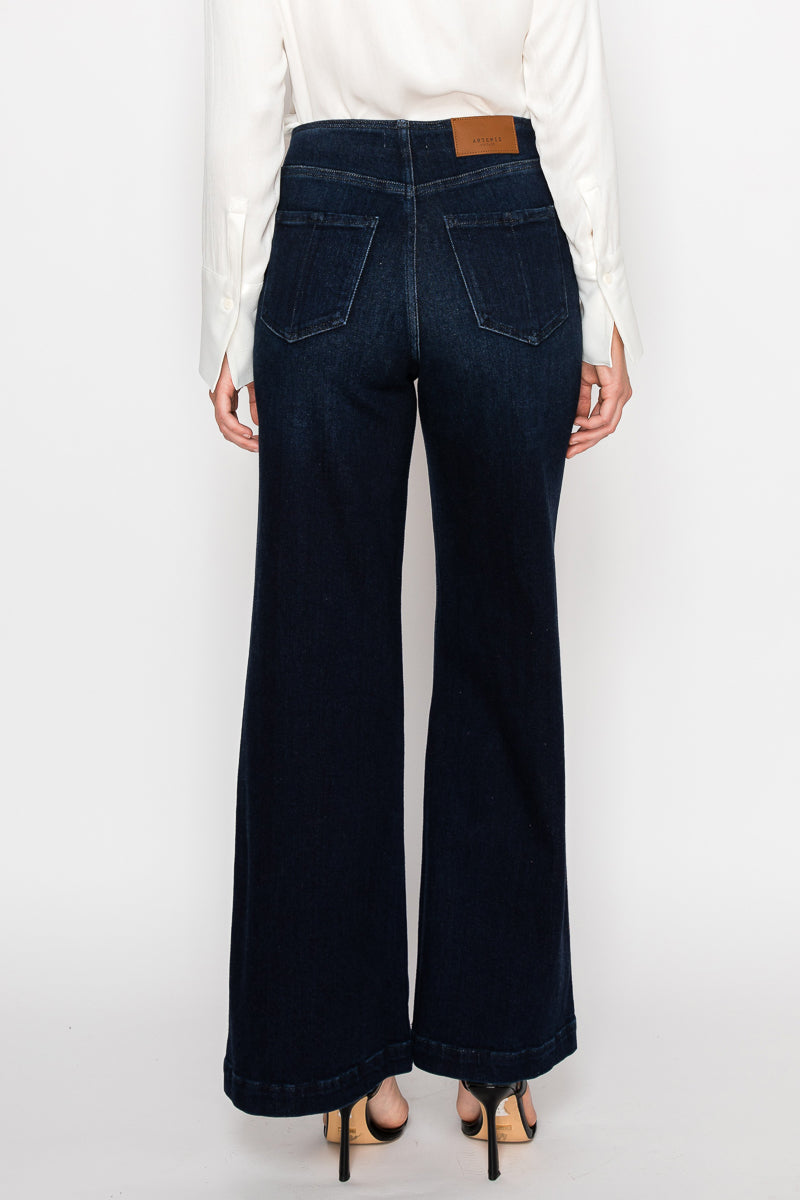 Eco Friendly Ultra High Rise Slim Palazzo Sailor Jeans in 7 (27) view 4 - High-Waisted - Eco Friendly Jeans Brands