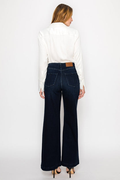 Eco Friendly Ultra High Rise Slim Palazzo Sailor Jeans in 11 (29) view 6 - High-Waisted - Eco Friendly Jeans Brands