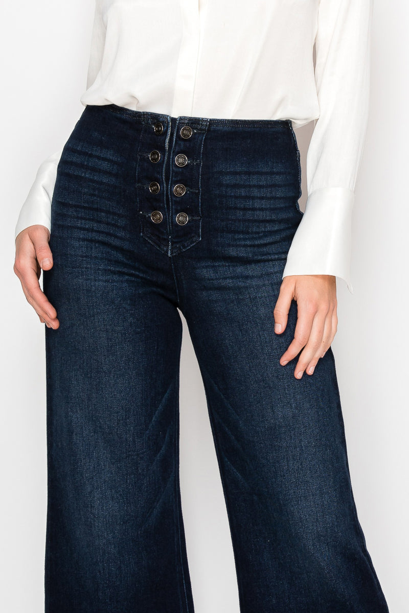 Eco Friendly Ultra High Rise Slim Palazzo Sailor Jeans in 13 (30) view 7 - High-Waisted - Eco Friendly Jeans Brands