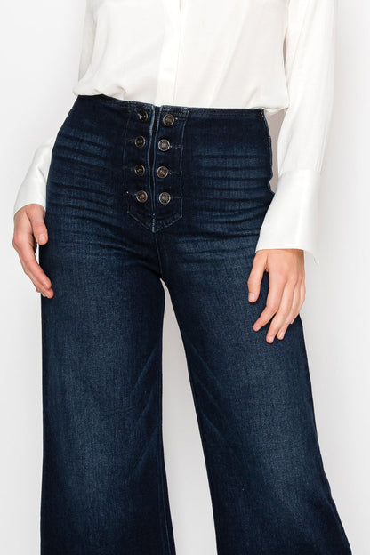 Eco Friendly Ultra High Rise Slim Palazzo Sailor Jeans in 13 (30) view 7 - High-Waisted - Eco Friendly Jeans Brands