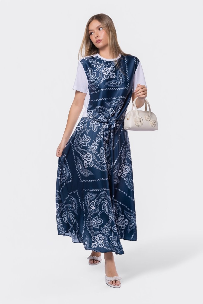 Edie Top (white/navy Pattern) S view 2 (top) - pattern top, navy pattern top - shop at us.meeeshop