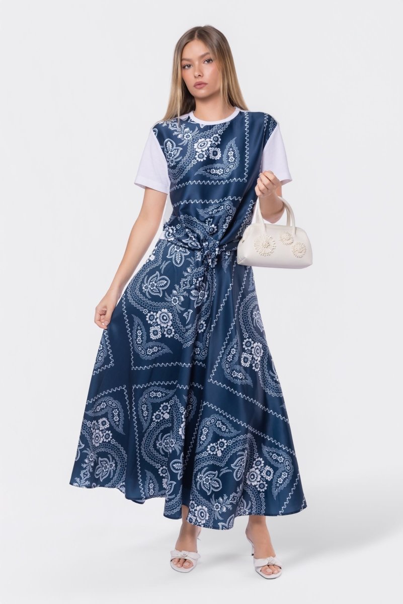 Edie Top (white/navy Pattern) view 7 (top) - pattern top, navy pattern top - shop at us.meeeshop