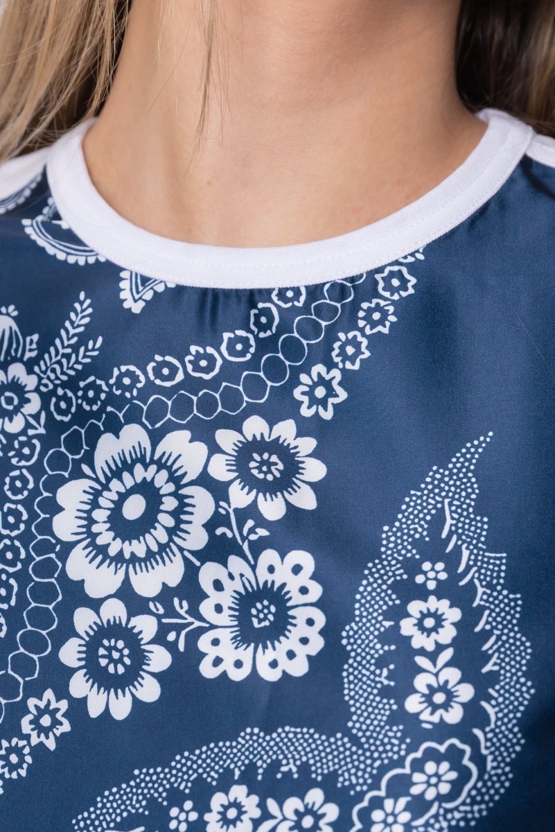 Edie Top (white/navy Pattern) XL view 5 (top) - pattern top, navy pattern top - shop at us.meeeshop