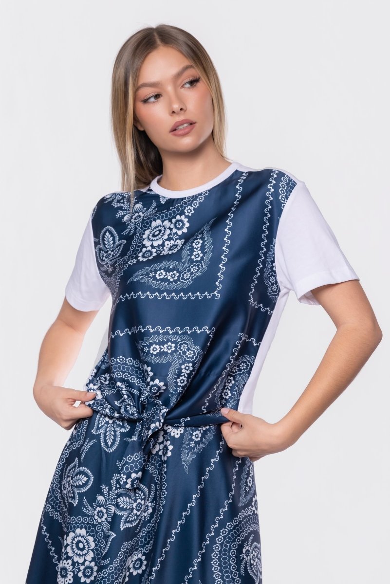 Edie Top (white/navy Pattern) XS (top) - pattern top, navy pattern top - shop at us.meeeshop
