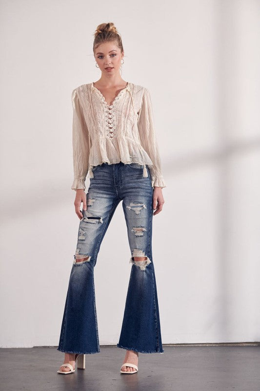 Olivia High Rise Super Flare Jeans us.meeeshop -  Pants