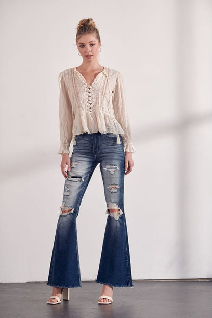 Olivia High Rise Super Flare Jeans us.meeeshop -  Pants