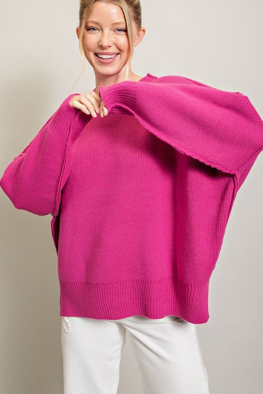 eesome Long Sleeve Ribbed Sweater us.meeeshop - Shirts & Tops