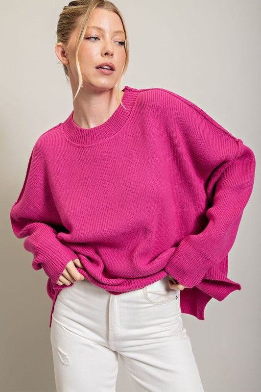 eesome Long Sleeve Ribbed Sweater us.meeeshop - 