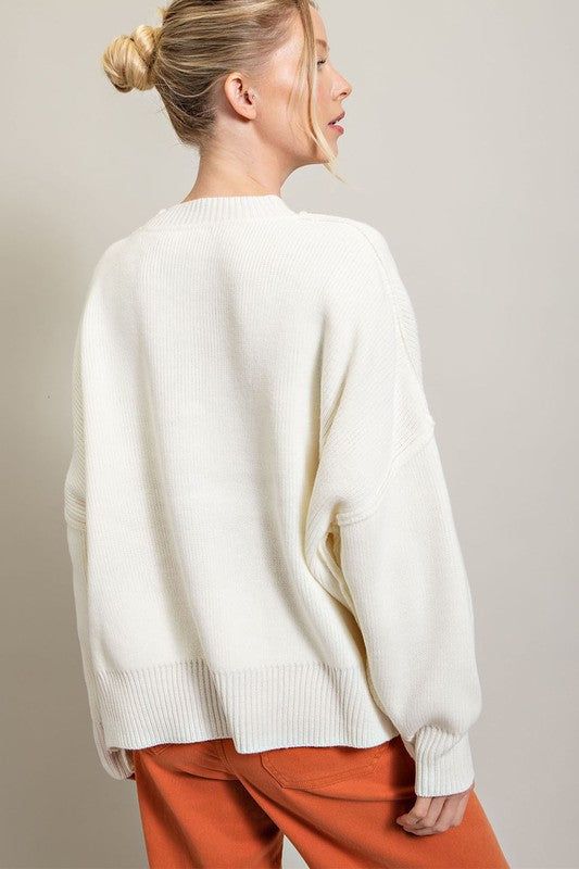 eesome Long Sleeve Ribbed Sweater us.meeeshop - 