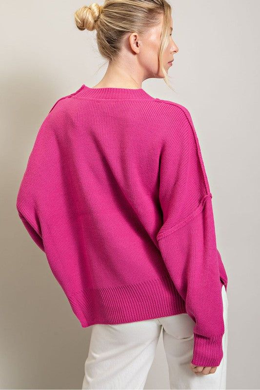 eesome Long Sleeve Ribbed Sweater us.meeeshop - 