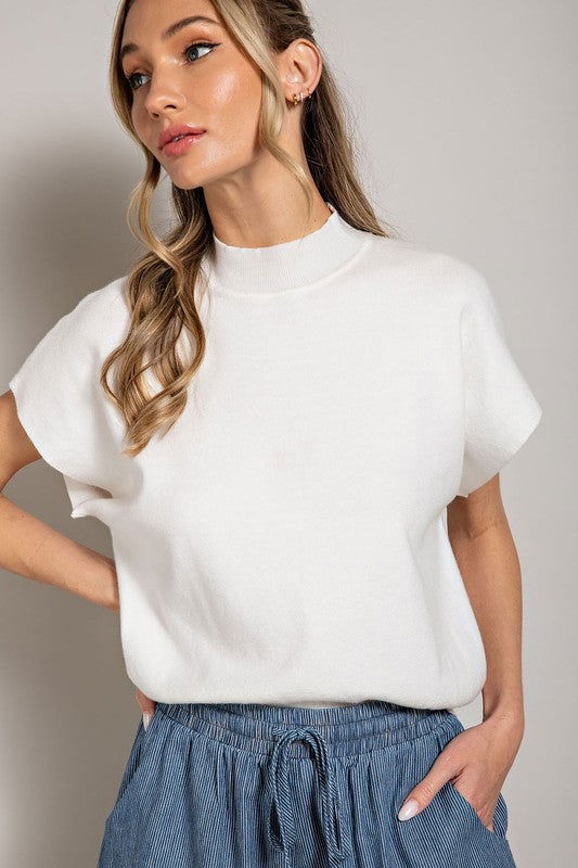 eesome Mock Neck Short Sleeve Top us.meeeshop - 