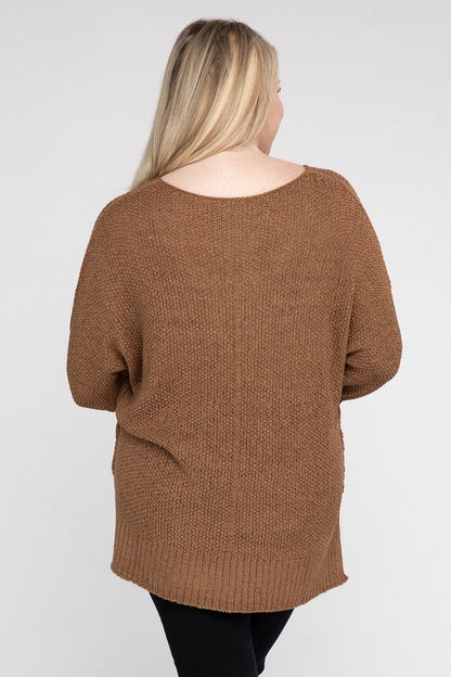 eesome Plus Size Crew Neck Knit Sweater | us.meeeshop