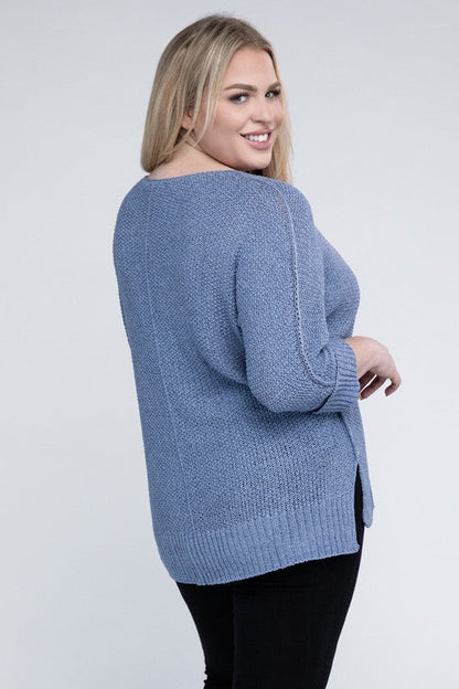 eesome Plus Size Crew Neck Knit Sweater | us.meeeshop