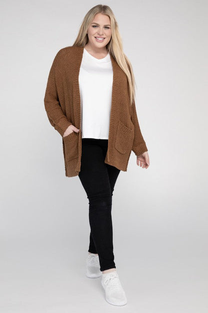 eesome Plus Size Ribbed Knit Open Front Cardigan | us.meeeshop