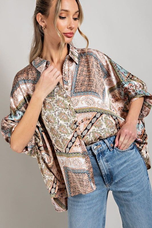 eesome Printed Half Sleeve Blouse Top us.meeeshop - Shirts & Tops