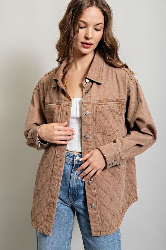 eesome Quilted Button Down Jacket us.meeeshop - Coats & Jackets