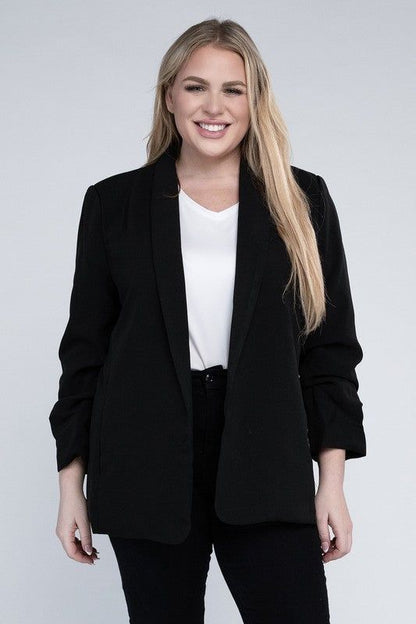 eesome Plus Shawl Lapel Blazer - us.meeeshop