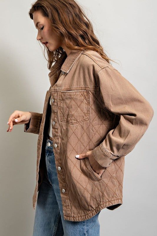 Women's eesome Quilted Button Down Jacket - us.meeeshop