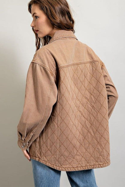 Women's eesome Quilted Button Down Jacket - us.meeeshop