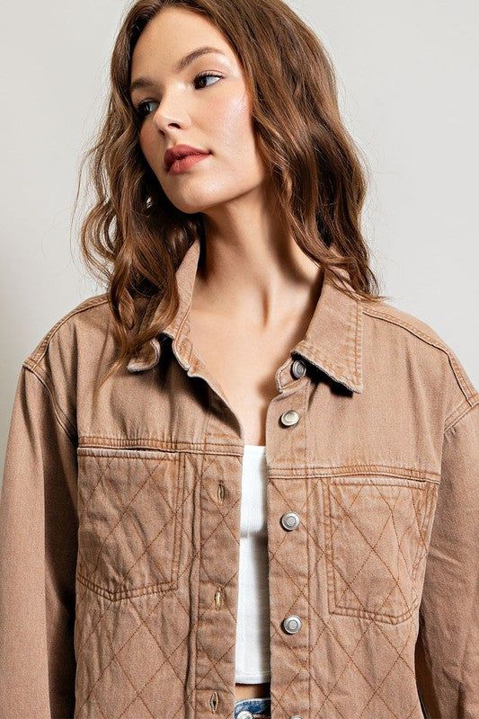 Women's eesome Quilted Button Down Jacket - us.meeeshop