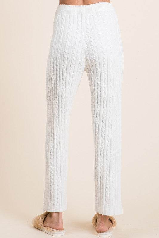 BiBi Cable-Knit High Waist Sweater Pants - us.meeeshop