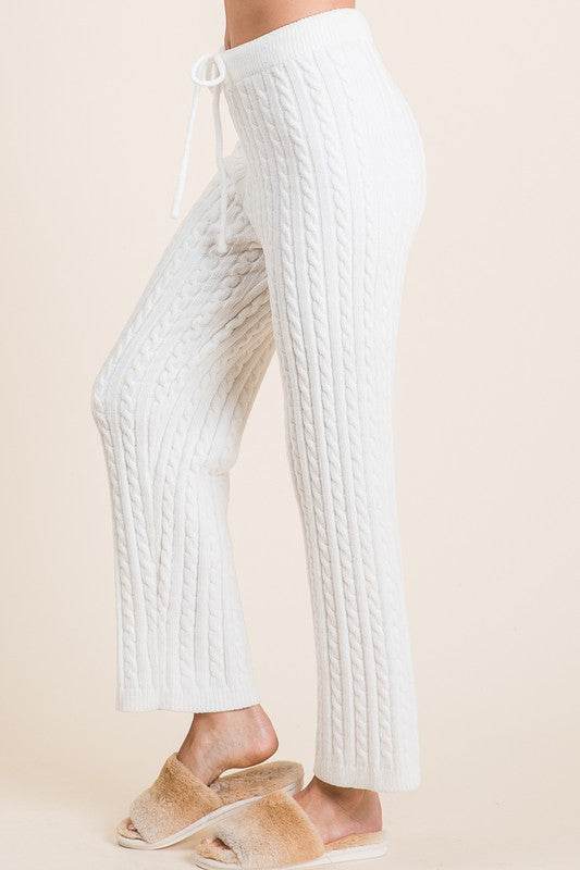 BiBi Cable-Knit High Waist Sweater Pants - us.meeeshop