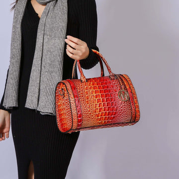 Eleanor Gradient Croc Shoulder Bag in Croc Coral view 2