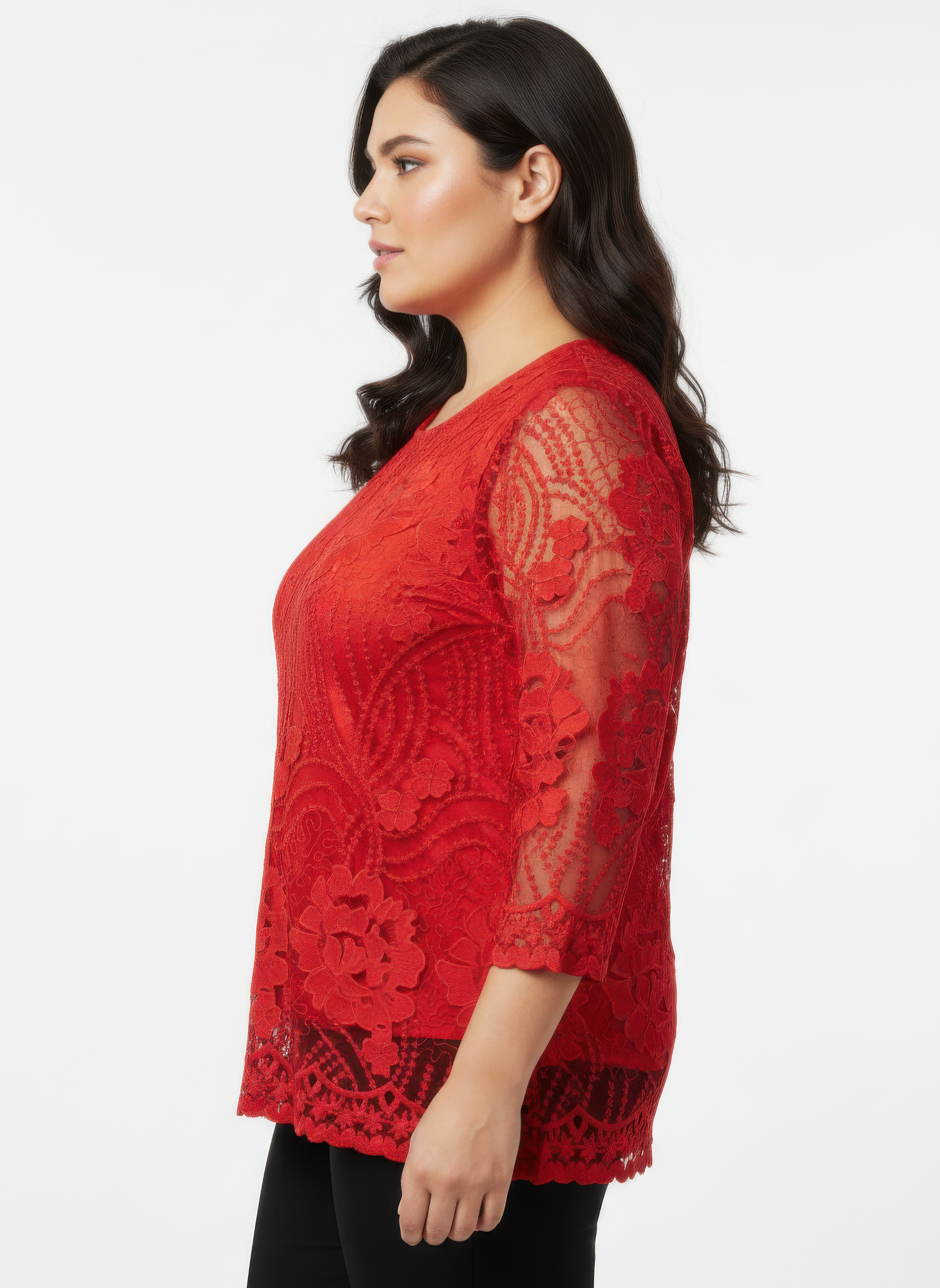 Elegant Floral Lace Sleeve Blouse view 11 - Elegant Floral Blouses For Women (top)