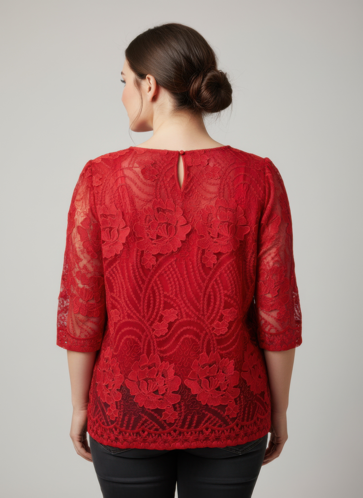 Elegant Floral Lace Sleeve Blouse view 12 - Elegant Floral Blouses For Women (top)