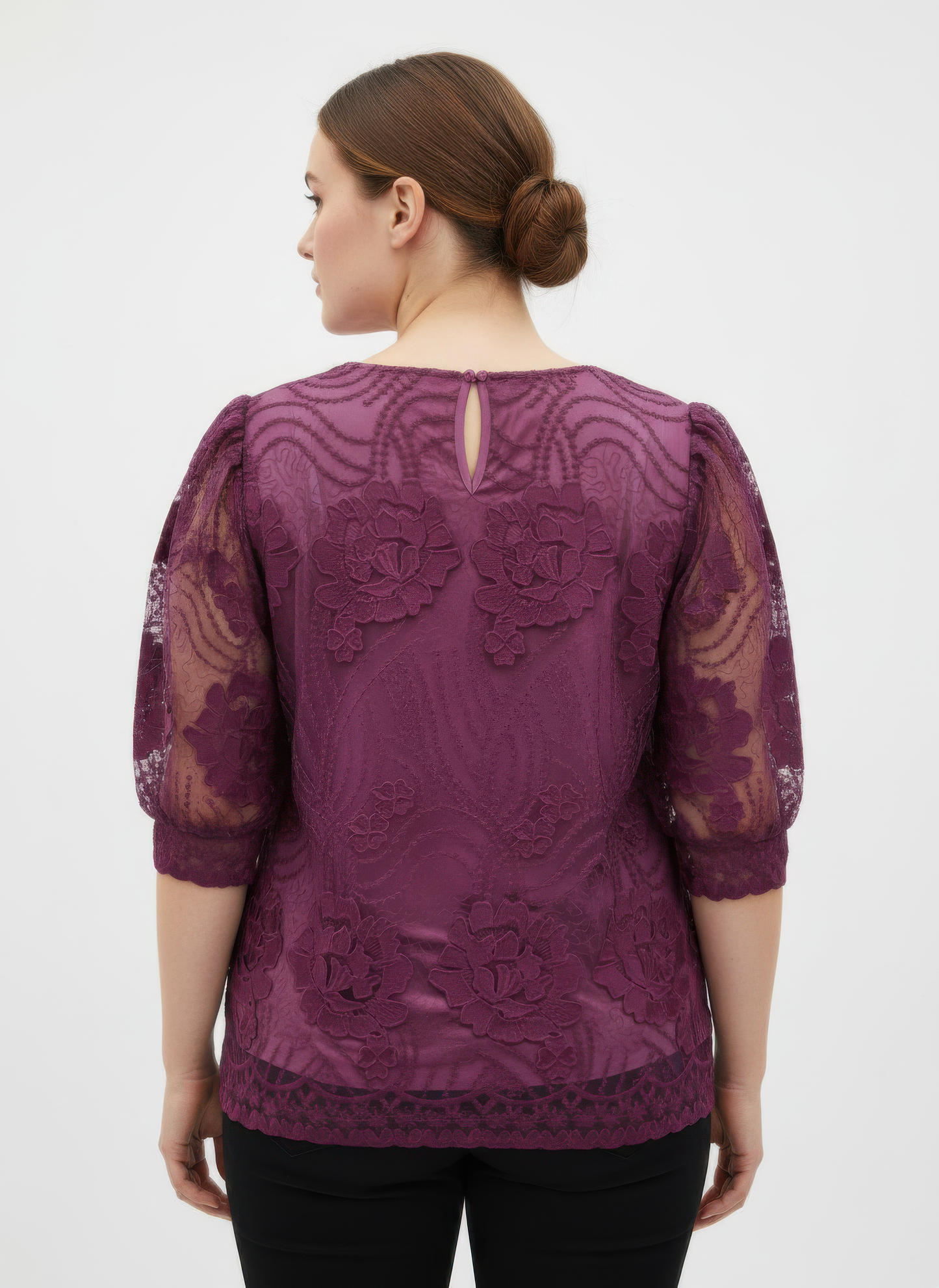 Elegant Floral Lace Sleeve Blouse view 9 - Elegant Floral Blouses For Women (top)