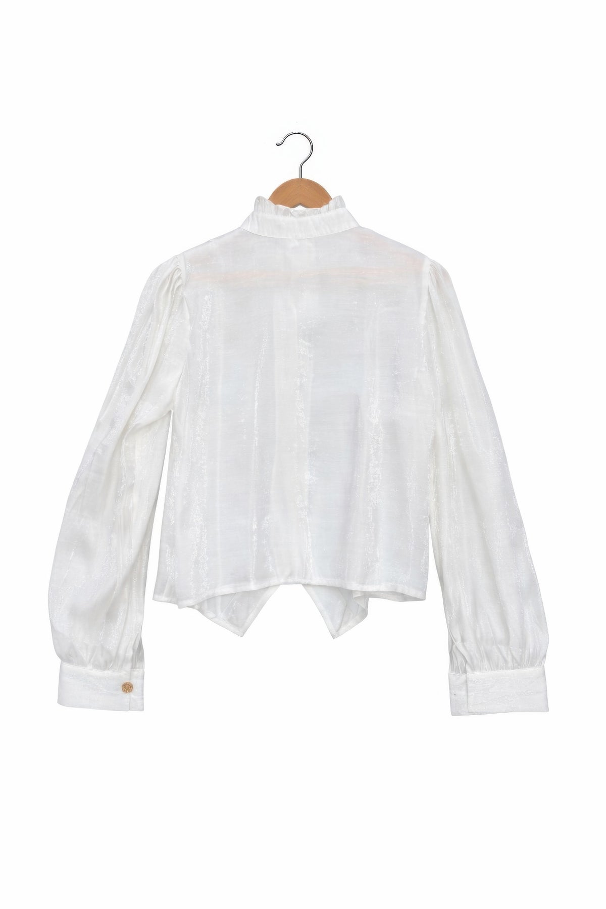 Elegant Satin-finish Victorian Button-up Top - MeeeShop Women's Fashion
