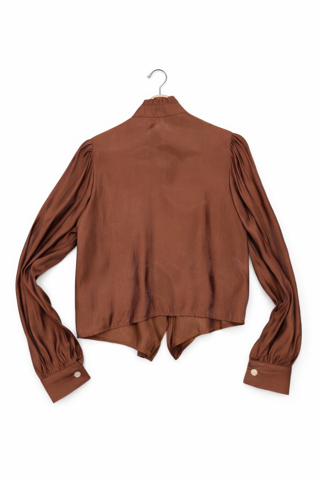 Elegant Satin-finish Victorian Button-up Top view 5 - Victorian Satin Blouse
