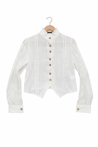 Elegant Satin-finish Victorian Button-up Top view 7 - Victorian Satin Blouse