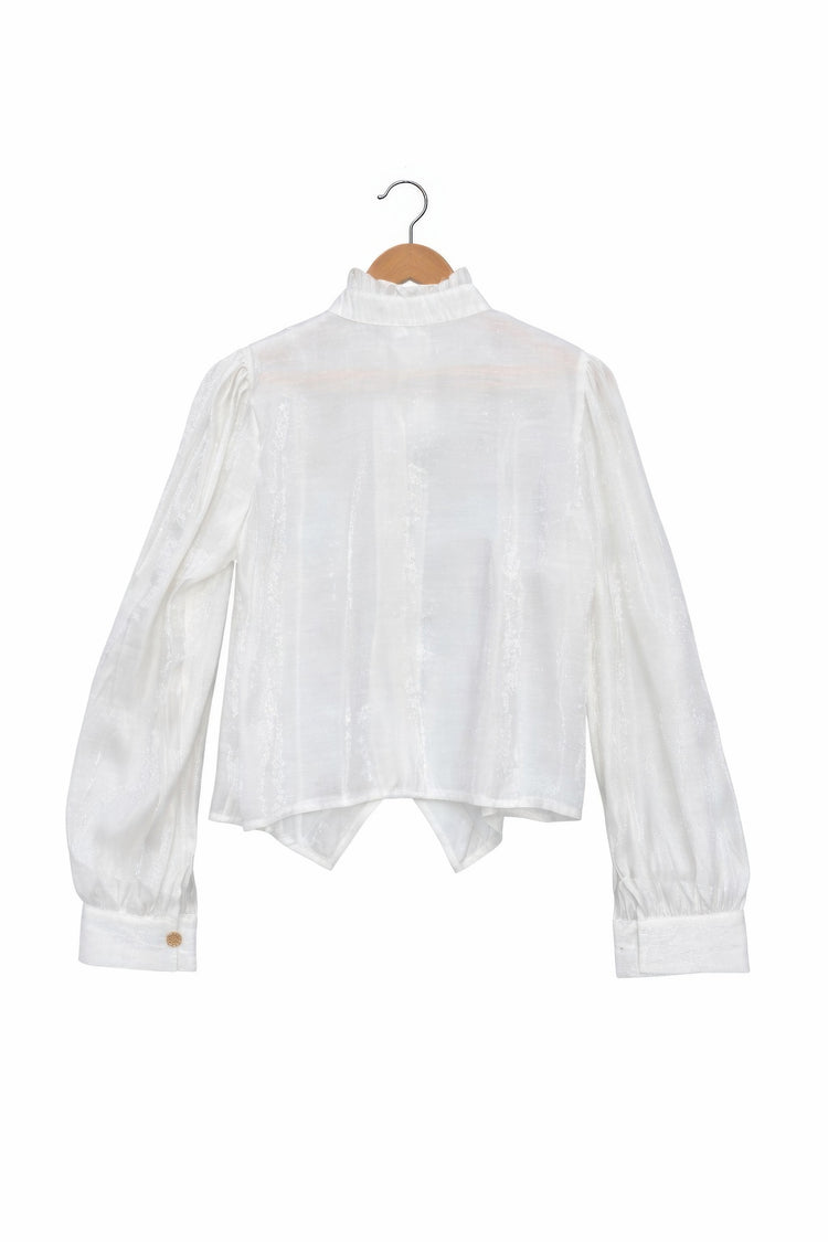 Elegant Satin-finish Victorian Button-up Top view 9 (top) - elegant satin tops for women, stylish satin - shop at us.meeeshop