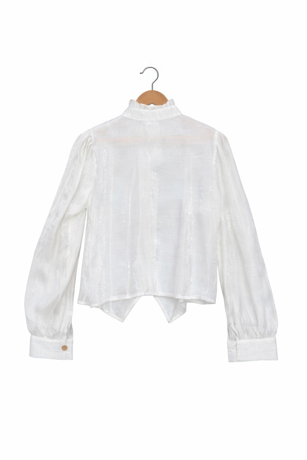 Elegant Satin-finish Victorian Button-up Top view 9 (top) - elegant satin tops for women, stylish satin - shop at us.meeeshop