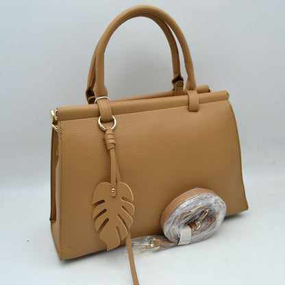 Elegant Tote Handbag with Detachable Shoulder Strap & Round Charm Keychain - MeeeShop Women's Fashion