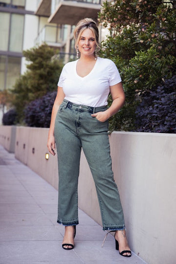 Elena plus High Rise Straight Jeans in P-14 - High-Waisted (bottom)