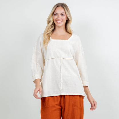 Elena Top 100% Cotton Gauze in Aqua view 2 - Elena Rybakina 100 Weeks Top 5
