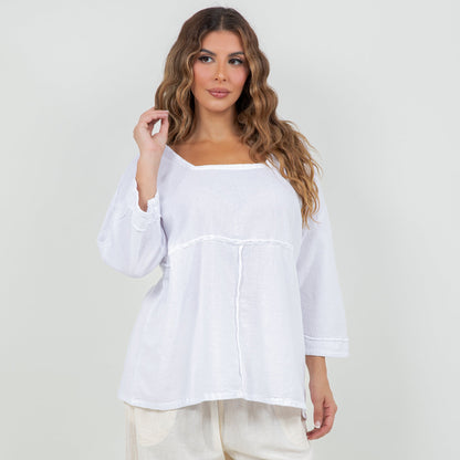 Elena Top 100% Cotton Gauze in Caspian view 5 - Elena Rybakina 100 Weeks Top 5