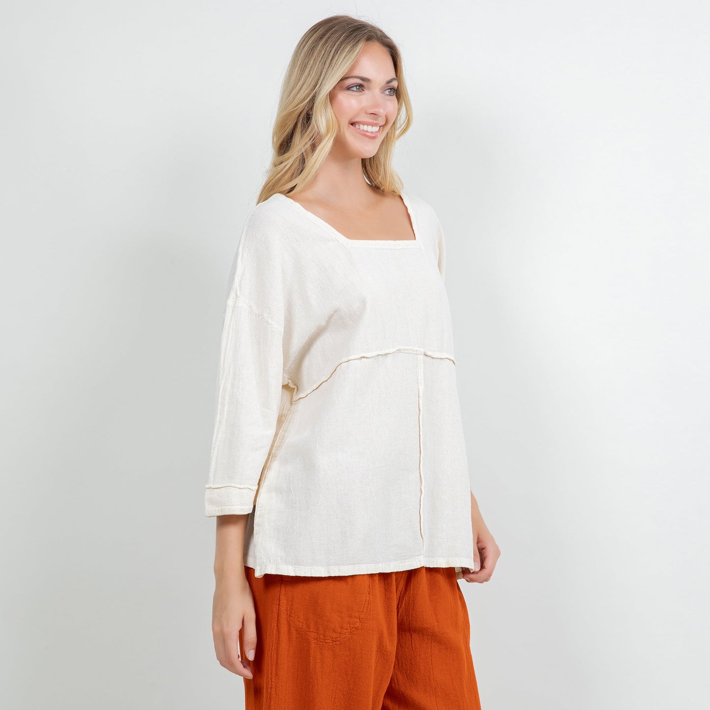 Elena Top 100% Cotton Gauze in Coffee view 6 - Elena Rybakina 100 Weeks Top 5