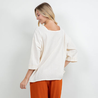 Elena Top 100% Cotton Gauze in Indigo view 8 - Elena Rybakina 100 Weeks Top 5