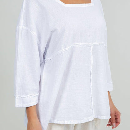 Elena Top 100% Cotton Gauze in Ivory view 11 - Elena Rybakina 100 Weeks Top 5