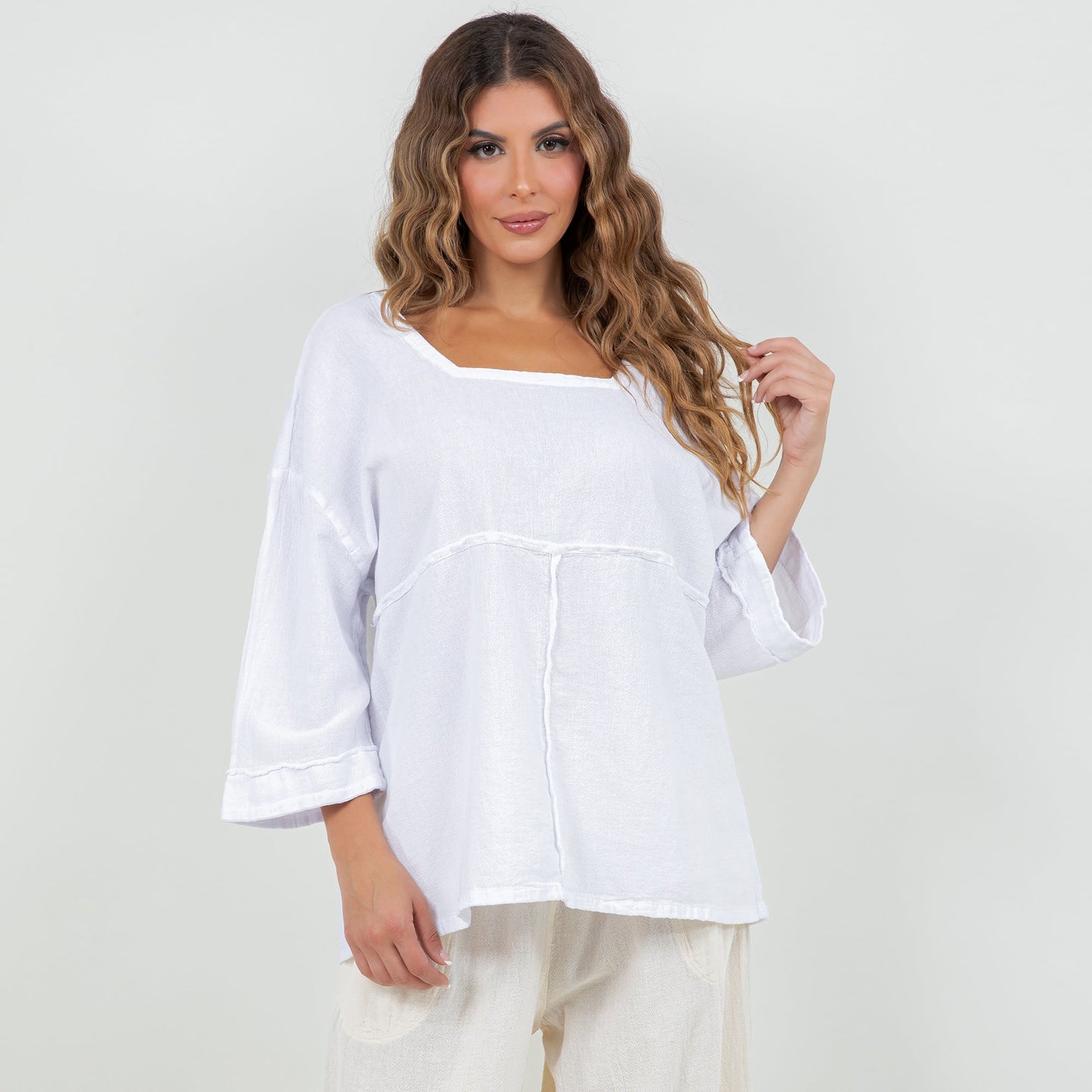 Elena Top 100% Cotton Gauze in Lilac Frost view 12 - Elena Rybakina 100 Weeks Top 5
